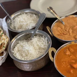 a variety of dishes of food