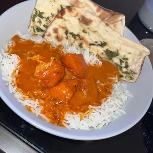 Chicken Tikka Masala and Garlic Naan Bread