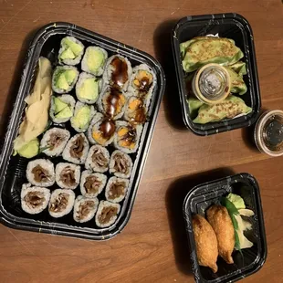 sushi and rolls