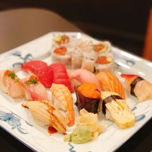 a plate of sushi on a table