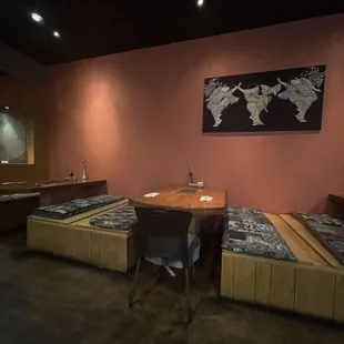 interior, sushi and sashimi