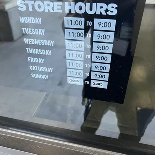 Store hours as of Feb 21 2025