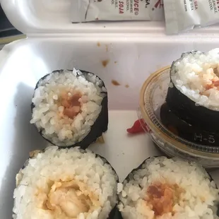 Shrimp &amp; Spicy Tuna Rolls- barely any filling