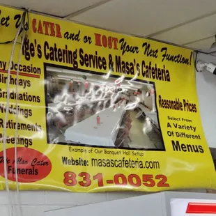 Catering and room Reservation for sat night or Sunday day.