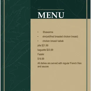 Food menu