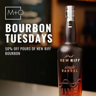 On Tuesday, we drink (bourbon)! Save 50% off pours of New Riff Bourbon.
