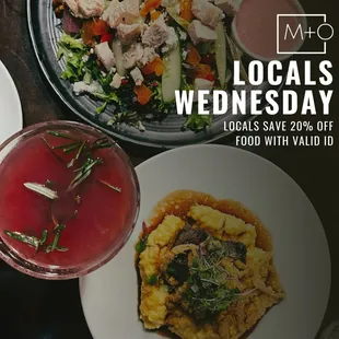 Wednesdays are for Locals! Save 20% off food with valid ID.