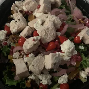 Pomegranate field greens -so good and generous amounts of goat cheese (my favorite)!