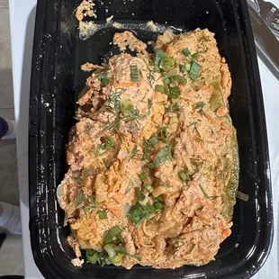 We did takeout and this fell on my way home but it's cabbage rolls. There are two in the order and I could only eat one. Yummy.