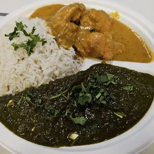 Chicken tikka masala and palak paneer combo