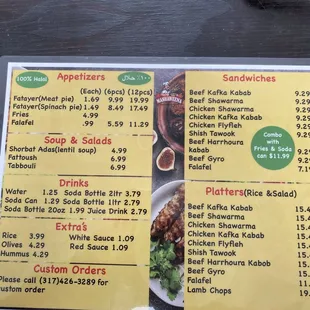a menu on a table
