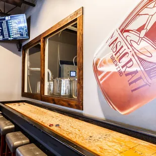 a shuffle table in a bar