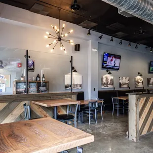 a view of the bar and dining area