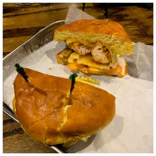 a half eaten sandwich