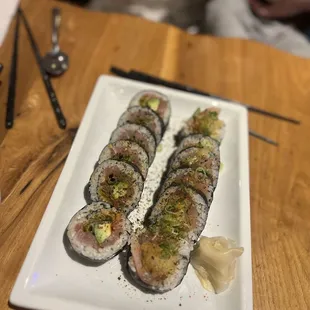 a plate of sushi