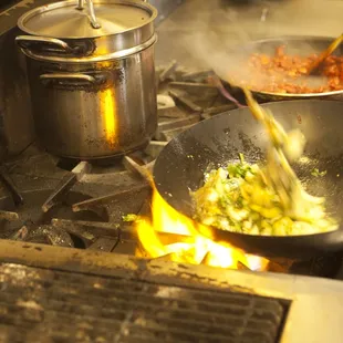 Bok Choy and spicy Mashi Pork getting fired up!