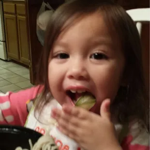 Noodle baby loves the pickles!