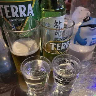 Soju and beer, soju bombs