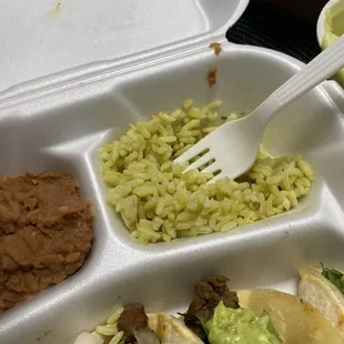 Boxed rice and refried beans from a can