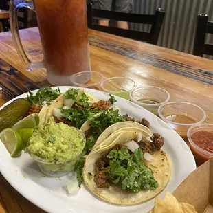 Street tacos and ice cold Michelada!