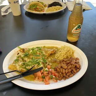 Surf and turf enchilada with tamarind Jarritos