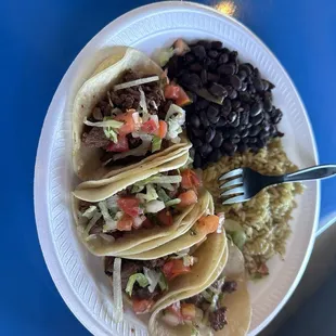 5. Four Street Tacos with rice Rice and beans