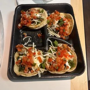 Chicken tinga and asada Street Tacos