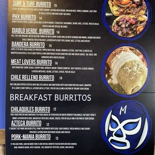 Burrito menu