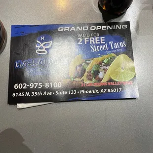 menu, tacos