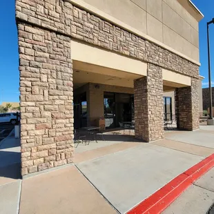 Side entrance and outdoor patio near Costco