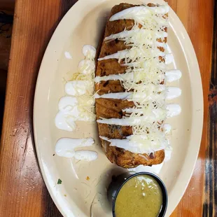 Green chili beef Chimichanga