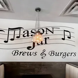 a restaurant with music notes on the wall