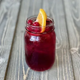 Winter Sangria, crafted with our house blend of red wine and spirits, fruit, and seasonal spices.