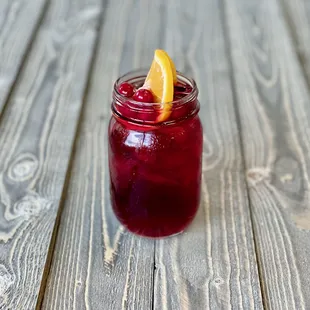 WINTER SANGRIA: House blend of red wine and spirits, fruit, seasonal spices.