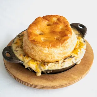 MJK's famous 10,000 Lakes Pot Pie: roasted chicken, wild rice, mushrooms...and a scratch-made puff pastry.