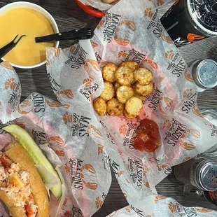 Lobster Bisque + Classic Lobster Roll + Connecticut Roll + Kid's Hot Dog + Tater Tots