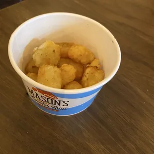 Soggy tater tots. Quantity is small for the price.