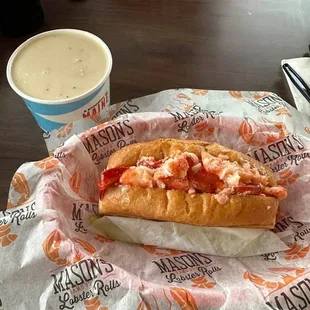 The famous warm Connecticut lobster roll.  (We're from Connecticut!)