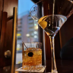 Old fashioned and a traditional gin martini