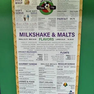 The walk up window menu.