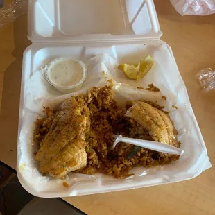  meal in a styrofoam container