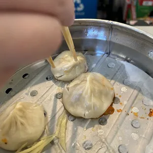 Some of the burst soup dumplings