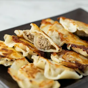 a plate of dumplings