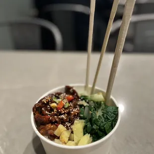 Vegetarian Vegan Ginger "Chicken" Rice Bowl (Plant Based)