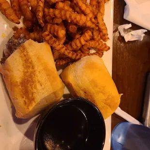 Prime rib sandwich with truffle aioli instead of horsey aioli. Sweet potato fries.