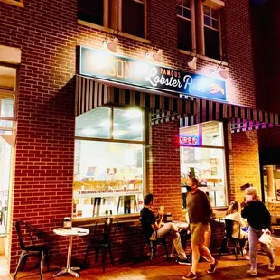 people eating outside