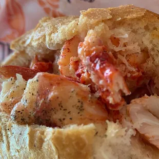 The delicious roll and lobster!