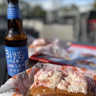 Blue berry soda Maine root  &amp; lobster salad roll 4/2022