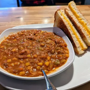 Brunswick stew and grilled cheese sandwich.
