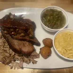 Sampler. Bland Seasoning: Meats and Mac &amp; Cheese.